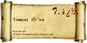 Tompai Éva névjegykártya